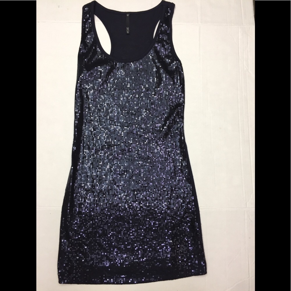 Love Culture Navy Blue Sequin Racer Back Tank Top